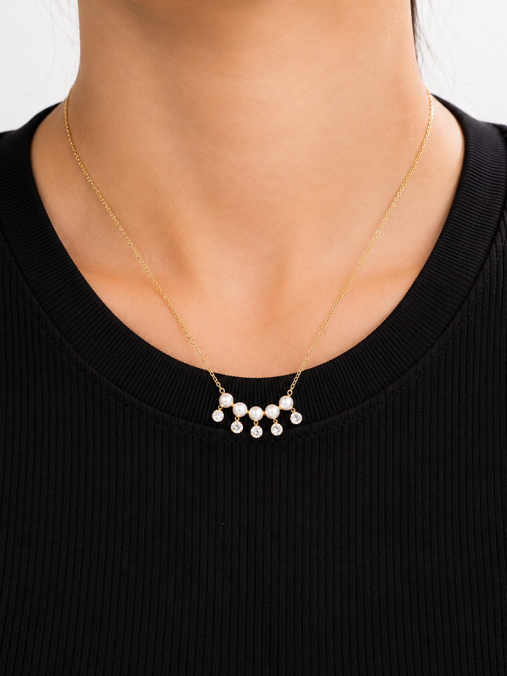 Celeste Pearl Cascade Necklace
