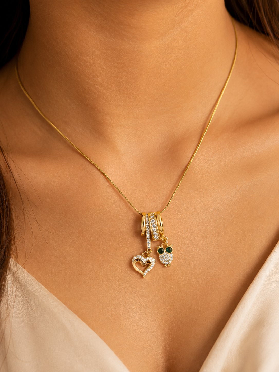 Luna Owl Charm Necklace