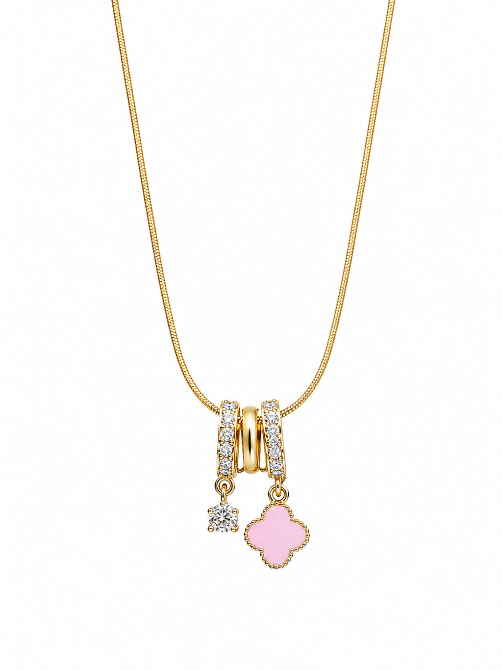 Blush Clover Charm Necklace