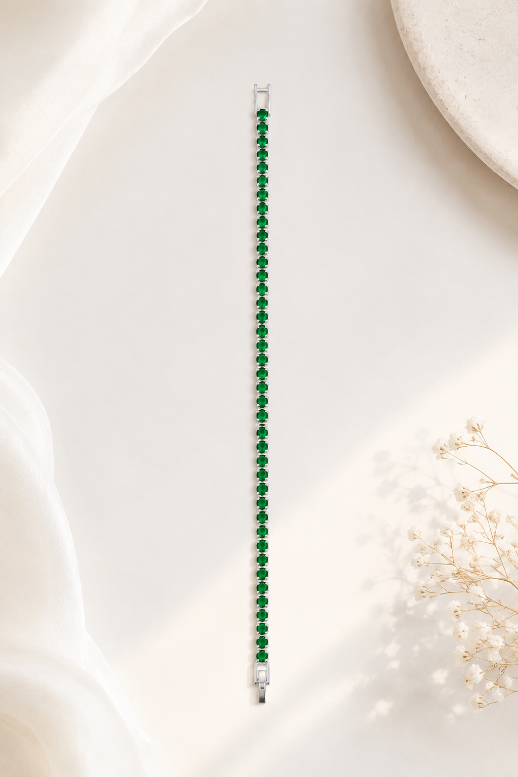 Green Crystal Tennis Bracelet for Women | Waterproof Anti Tarnish