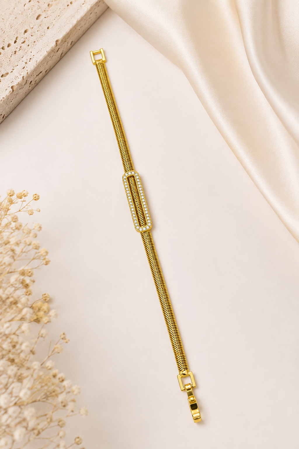 Crystal Snake Chain Bracelet| 18k gold plated| Anti Tarnish