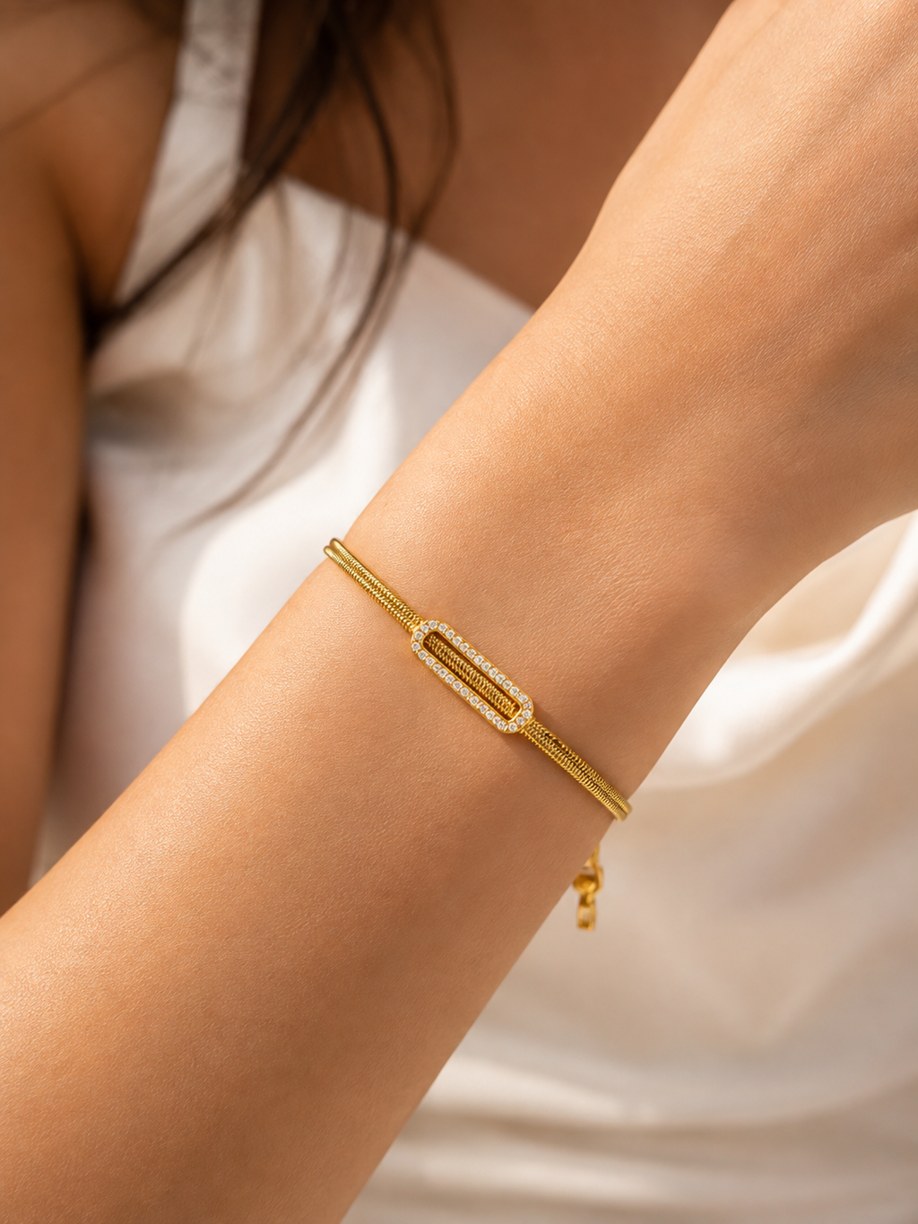 Crystal Snake Chain Bracelet| 18k gold plated| Anti Tarnish