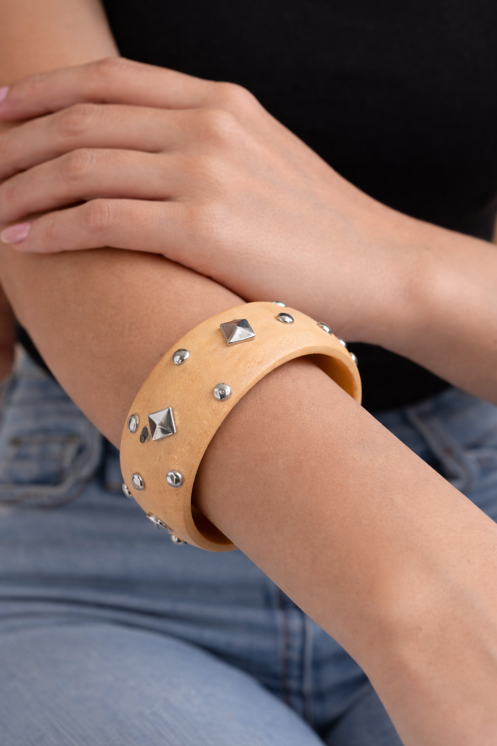 Ivory Wood Cuff Bangle