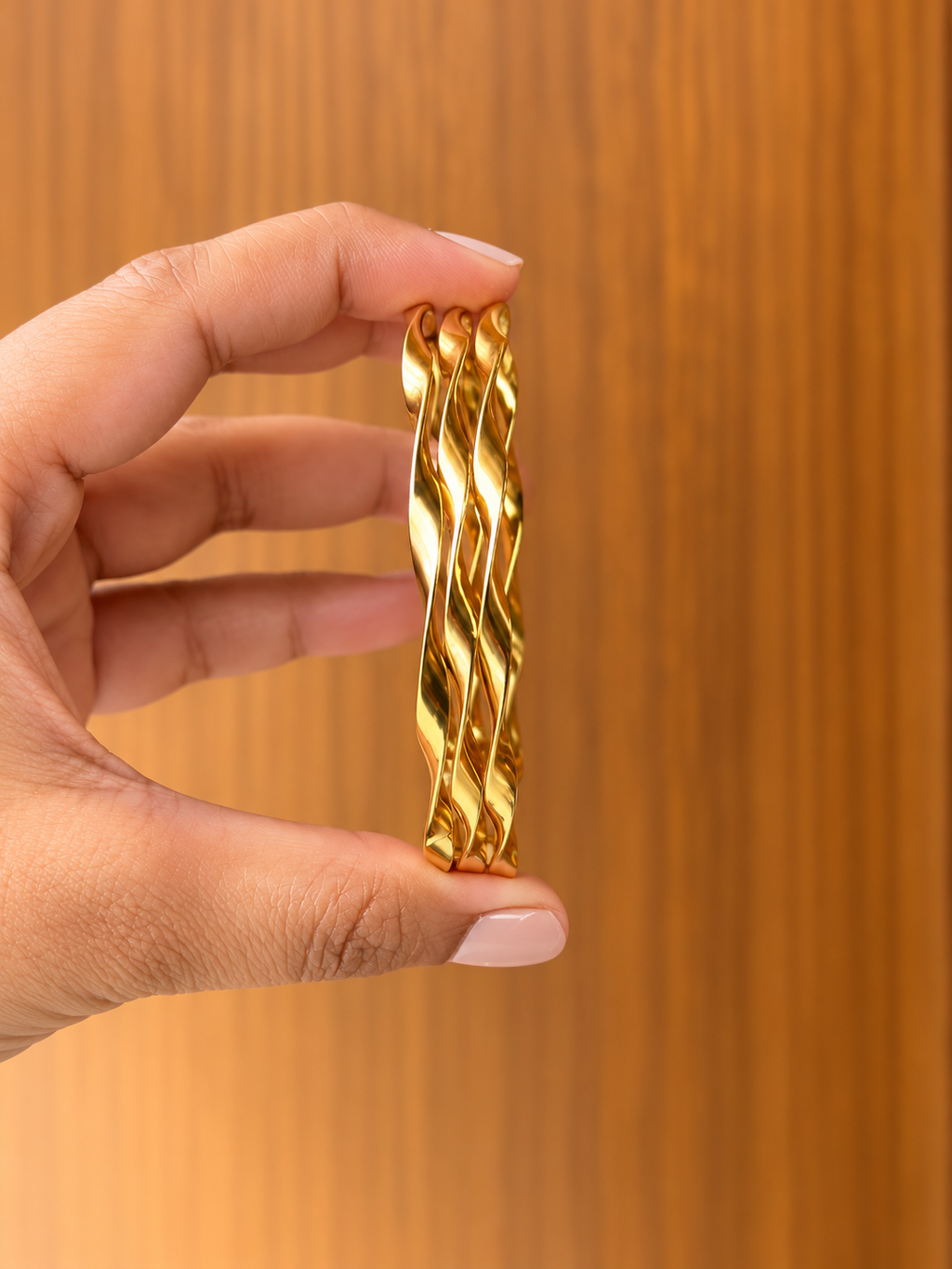 Twisted Gold Bangles| Set Of 3