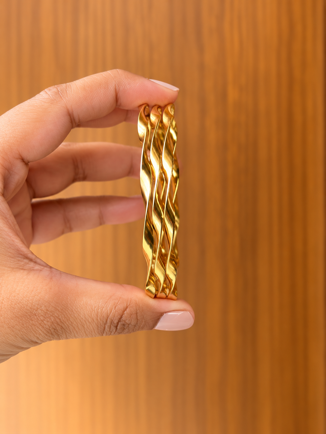 Twisted Gold Bangles| Set Of 3