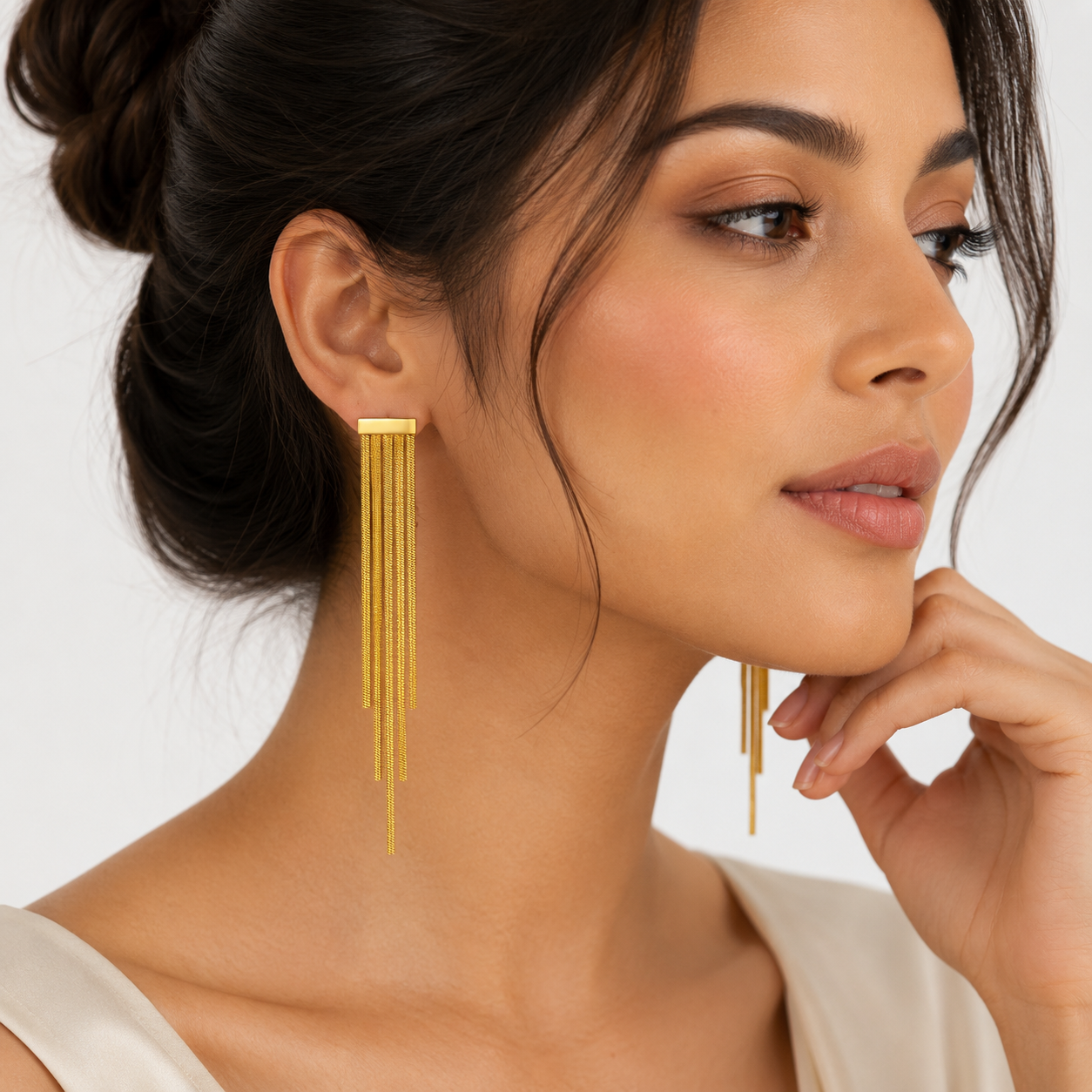 Golden Cascade Tassel Earring
